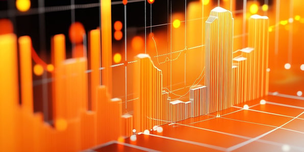 Orange 3D bar chart rising sharply in the center, representing 2027 UPS rate increases