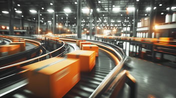 Parcels on a conveyor