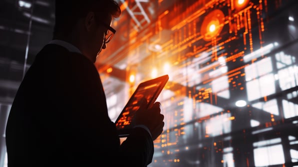 Supply chain worker with a tablet