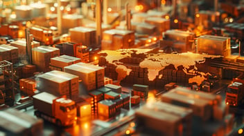 global logistics hub with world map