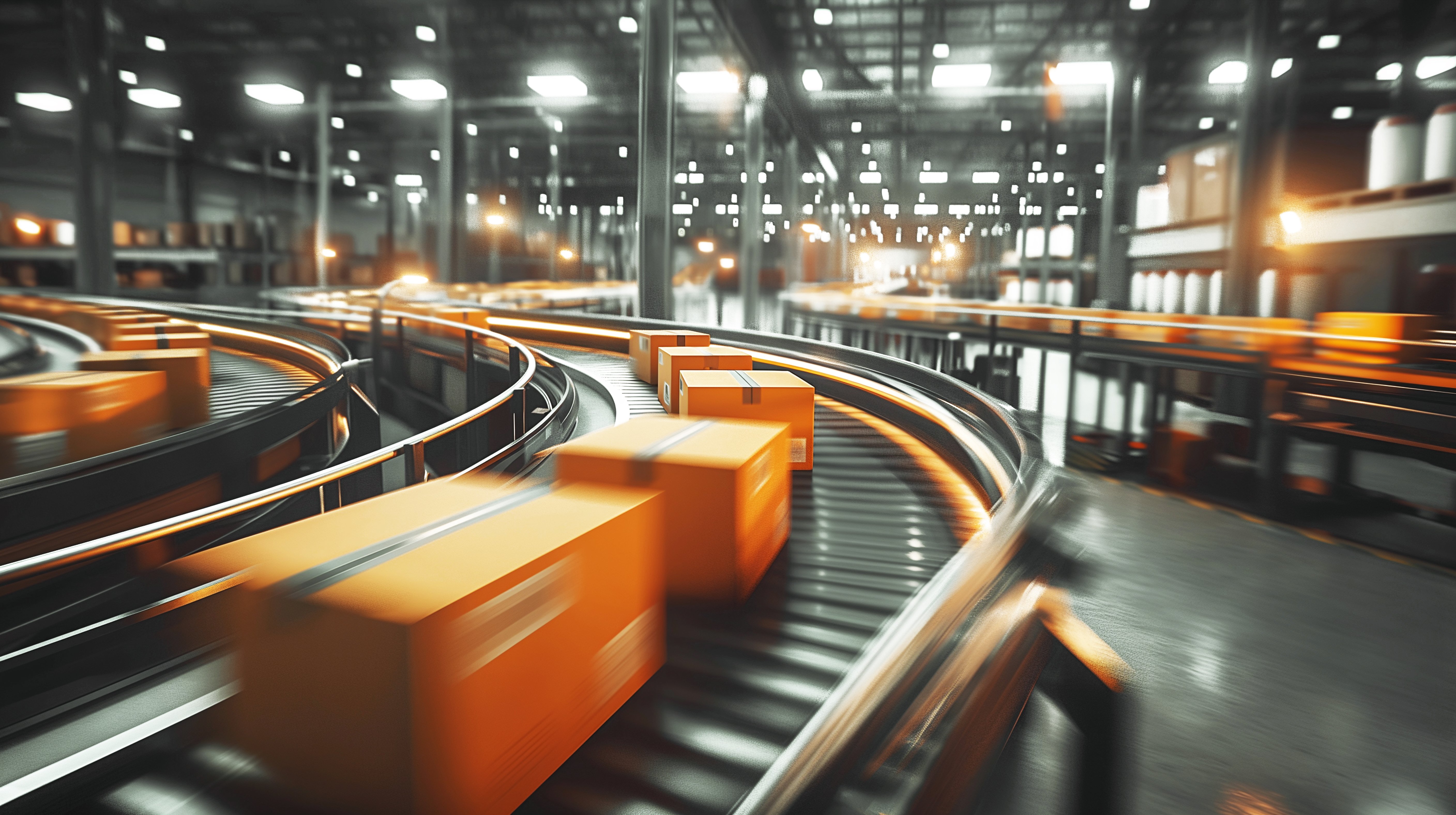 Parcels on a conveyor