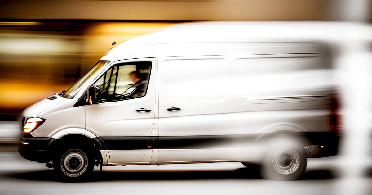 Delivery van in motion