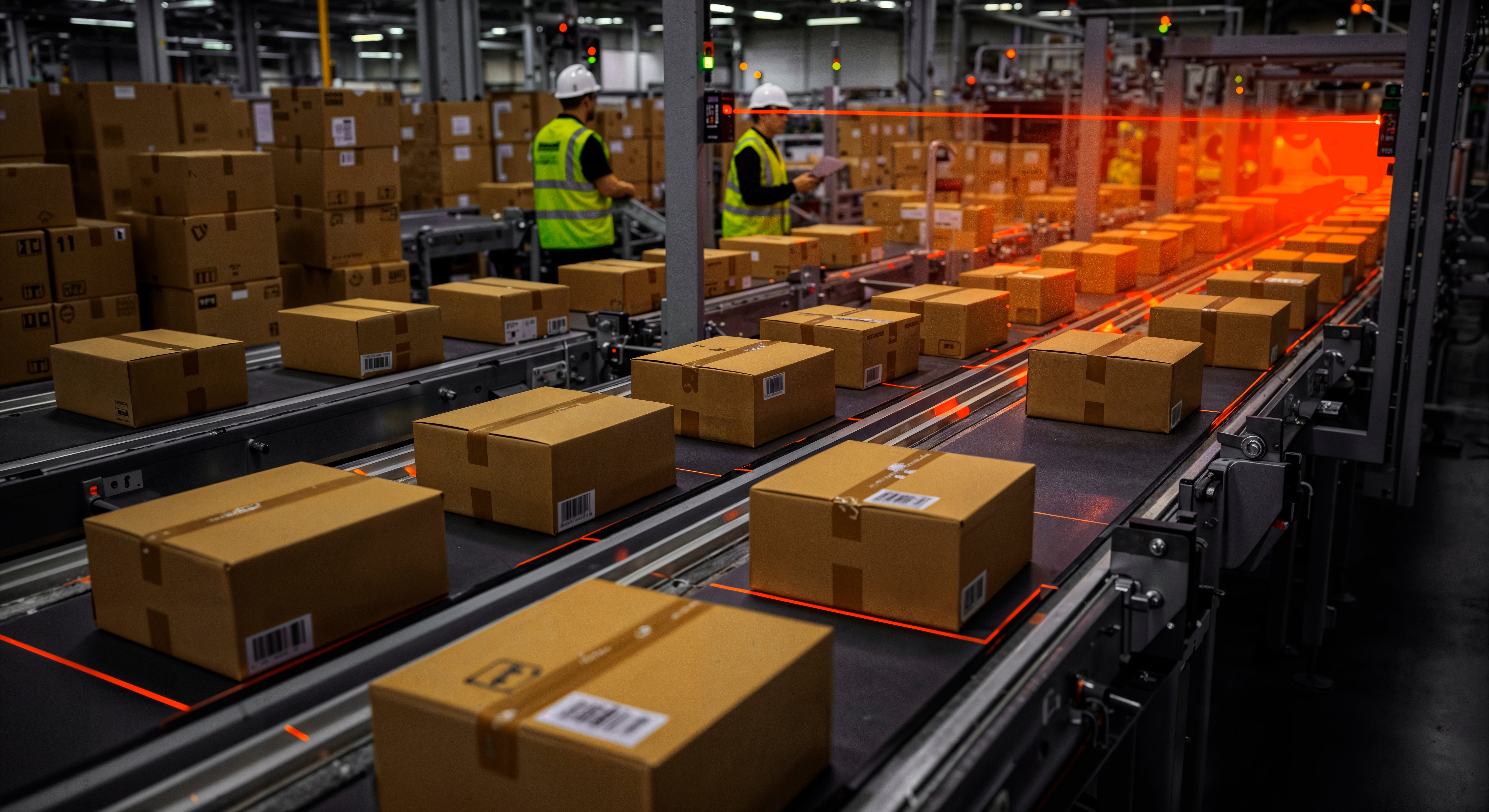 Packages on a conveyor belt