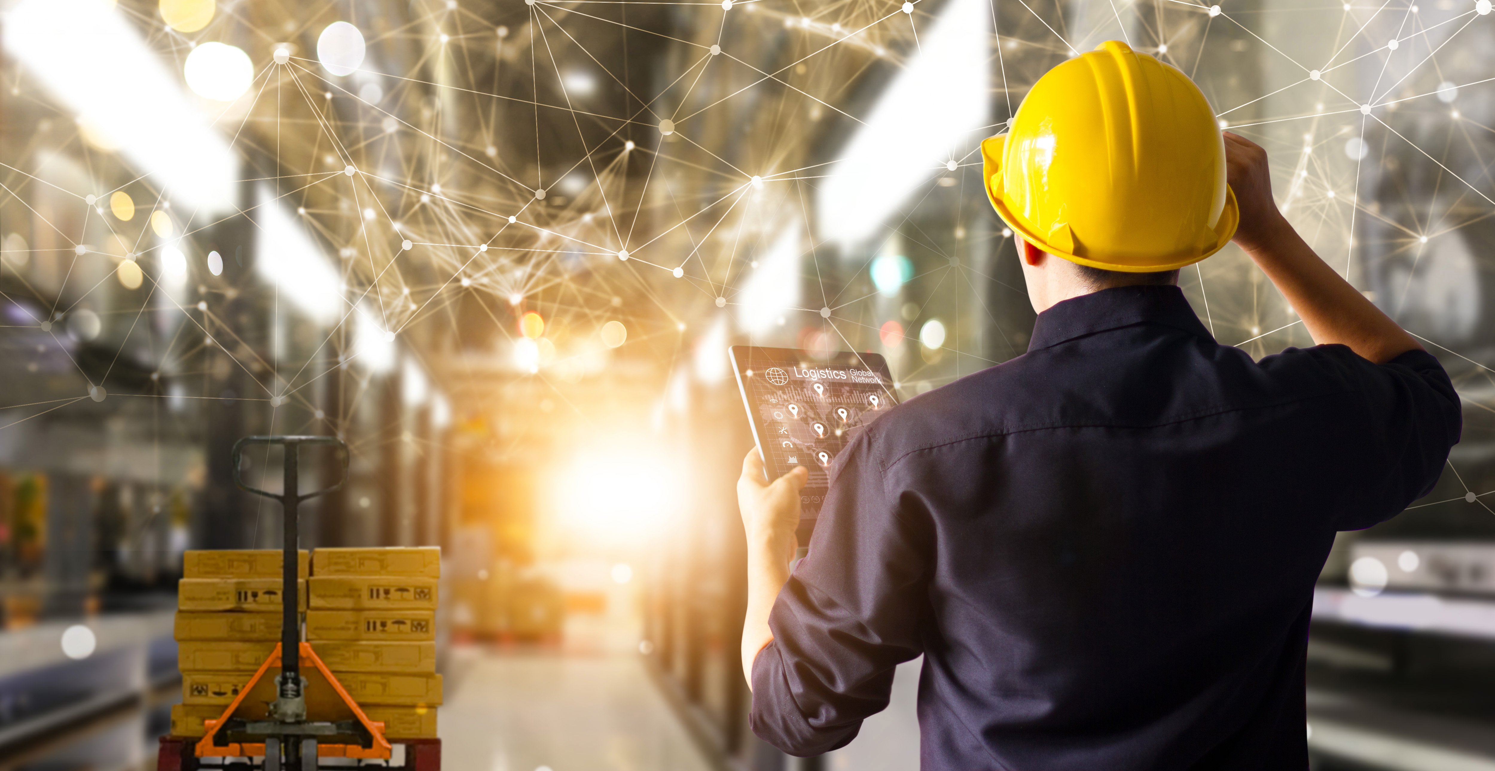 Logistics worker tablet parcel spend management