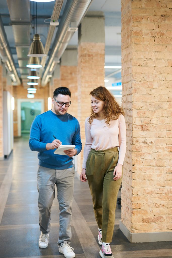 Man and woman talking